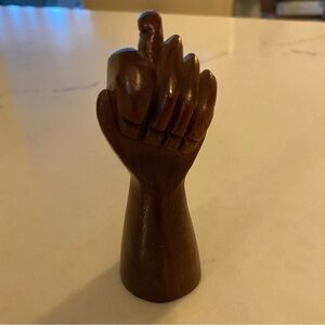 MCM Carved Wood Figa Art Hand Fist Sculpture Contemporary Miniature Decor Figure